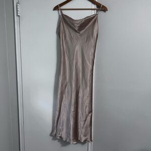 Vintage BEBE Drape Front Champagne Satin Slip Dress - 90s/Y2K - Small